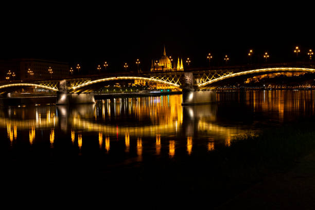 a nightscape photo for budapest city , it shows the most attractive places in this city
