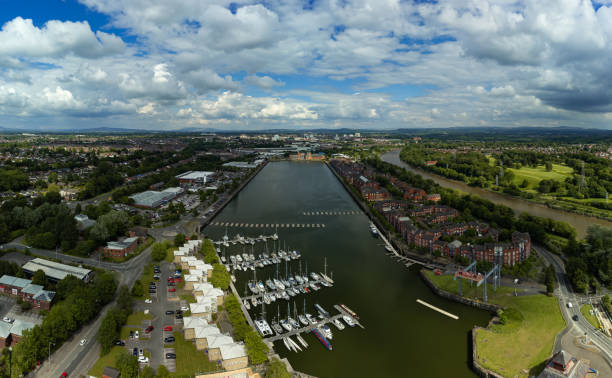 istock Aerial Panoramic View of the Converted Docks in Preston 1401047593