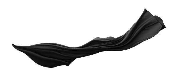istock Black fabric flying in the wind isolated on white background 3D render 1401052430