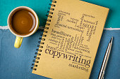 copywriting word cloud in a notebook