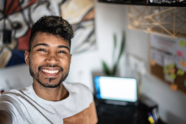 istock Selfie of a young man at home 1401068806