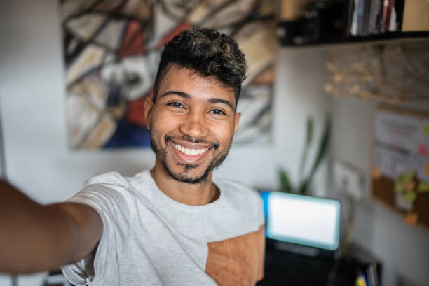 istock Selfie of a young man at home 1401069050
