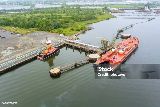 Aerial View Oil Tanker Of Business Logistic Going Ship Crude Oil Tanker Lpg Ngv Stock Photo - Download Image Now