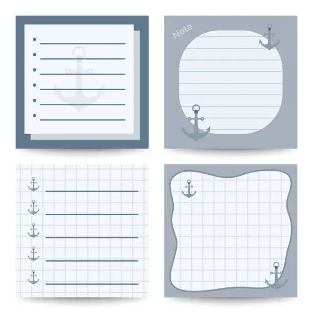 Vector illustration of Set of square notepads with Anchor