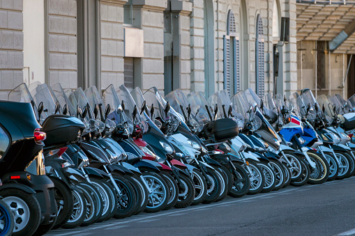 Parked Motorcycles in Florence, Italy