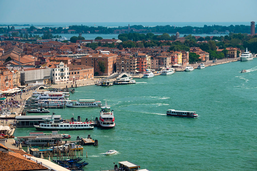 Tourboats in Venice Harbour in Venice, Italy