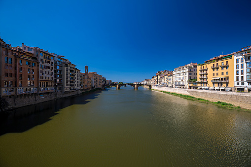 Old buildings and Arno River in Florence, Italy