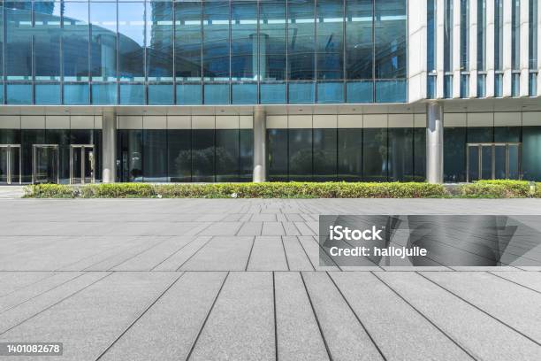 Empty Brick Floor With Modern Buildings Stock Photo - Download Image Now - Sidewalk, City Street, Building Entrance