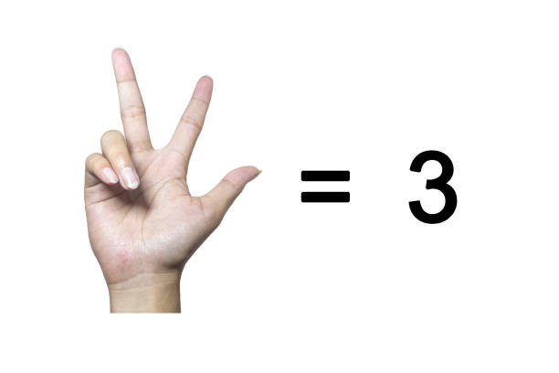 istock Close-up of hand showing three with fingers 1401085389