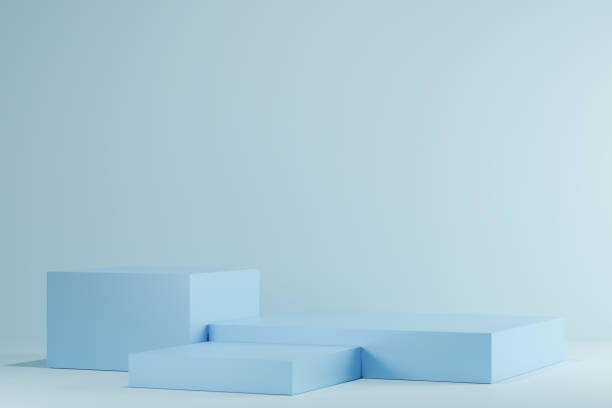 istock 3d background products Show pedestal scenes with geometric platforms white background. with podium. Stand to display cosmetic products on stage. 3d render, 3d illustration 1401096547