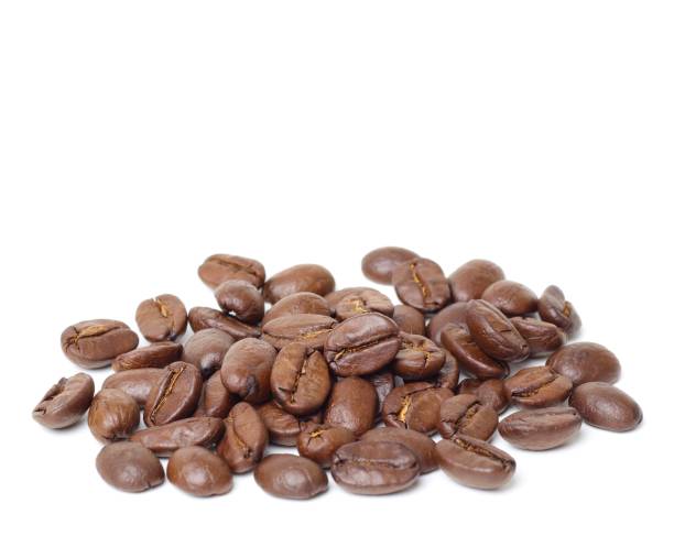 istock Roasted coffee beans isolated on white, brown roasted coffee bean 1401097557