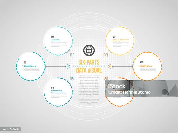 Gambar Invisual Infografis Visual Data Enam Bagian Ilustrasi Stok - Unduh Gambar ...