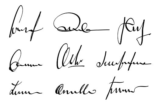 Vector collection of imaginary signatures or autographs. Carefully layered and grouped for easy editing.