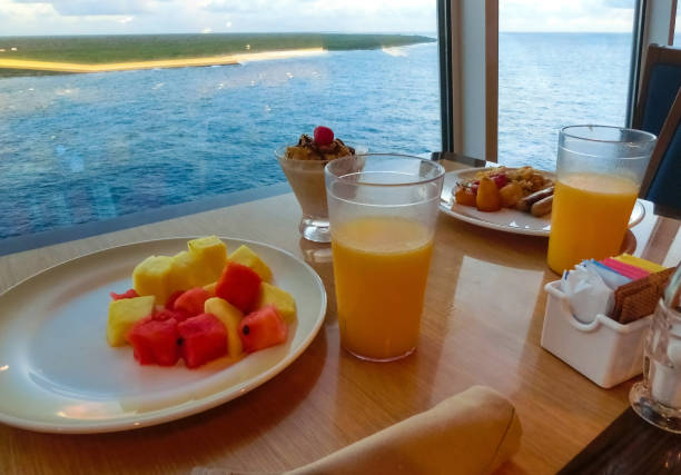 istock Dining Room Buffet aboard the abstract luxury cruise ship. 1401103855