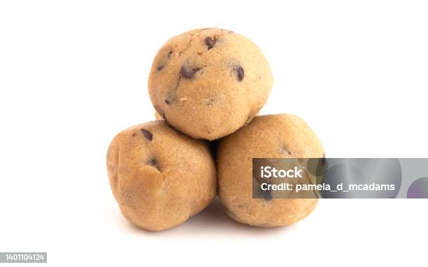 Raw Chocolate Chip Cookie Dough Isolated On A White Background Stock Photo - Download Image Now