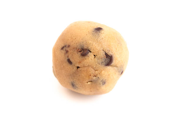 Raw Chocolate Chip Cookie Dough on a White Background
