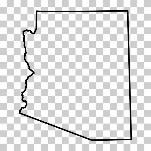 ilustraciones, imágenes clip art, dibujos animados e iconos de stock de forma de mapa de arizona, estados unidos de américa. ilustración vectorial de símbolo de icono de concepto plano - arizona map outline silhouette