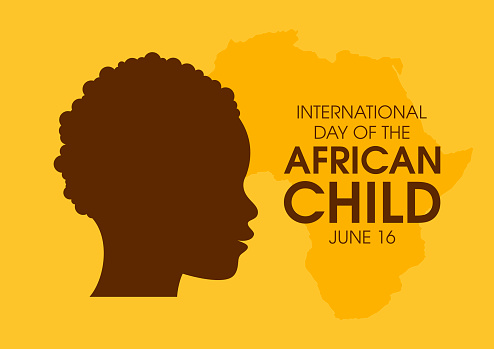 Cute child face from profile silhouette vector. Baby head profile icon. Day of the African Child Poster, June 16. Important day