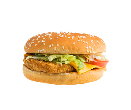 chicken burger isolated on white background