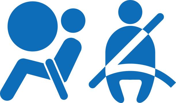 안전벨트 착용 및 에어백 아이콘 세트/일러스트 자료(벡터 일러스트레이션) - vehicle seat flash stock illustrations