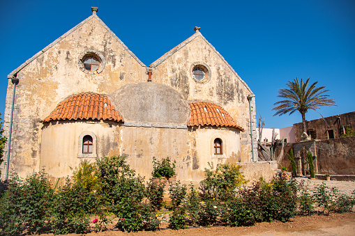 The back of the orthodox monastery of Arkadi, Greece