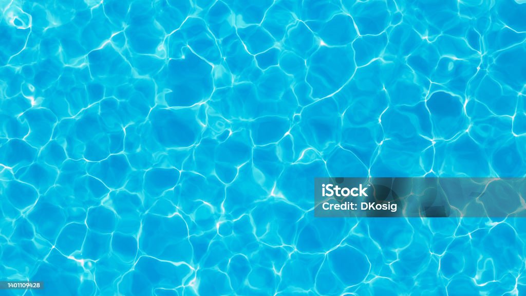 Swimming Pool From Above - Reflecting Water Surface On A Sunny Day - Summer, Caustics, Liquid Digitally generated water surface, perfectly usable for all kinds of topics related to summer, swimming or sustainable resources. Water Stock Photo