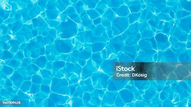 Swimming Pool From Above Reflecting Water Surface On A Sunny Day Summer Caustics Liquid Stock Photo - Download Image Now