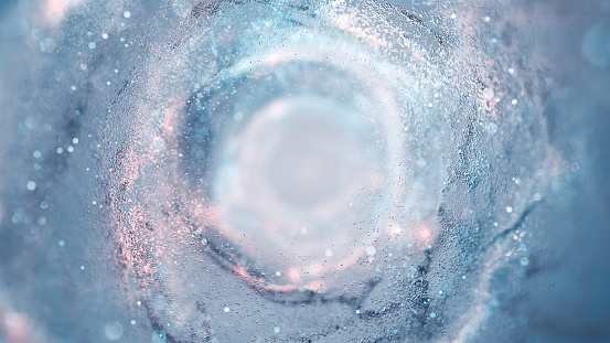 Remolino de partículas brillantes: agua, hielo, nieve, fondo abstracto photo