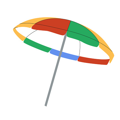 Beach large multi-colored umbrella for relaxing on the seashore. isolated. Flat vector illustration. Eps10