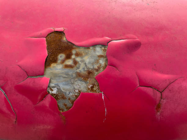 istock The red sheet peeled off the car. 1401115641