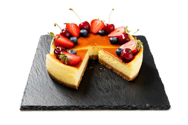 istock Souffle cheesecake dessert with fresh berries 1401118065