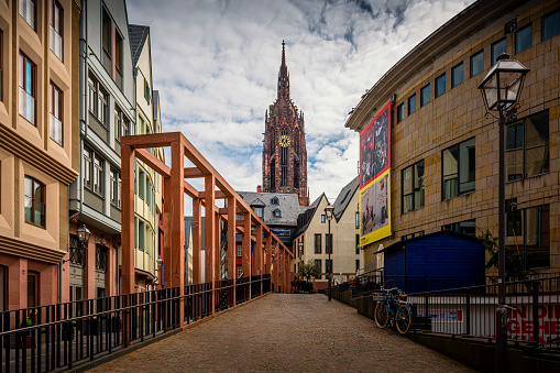 Frankfurt, Germany - April, 21. 2022: Cathedral Saint Bartholomew in Frankfurt / Germany