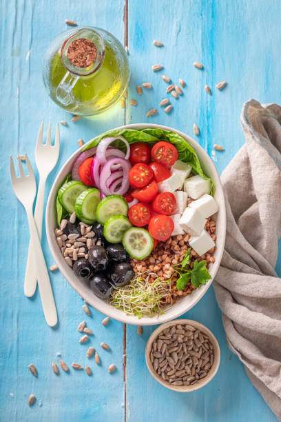 istock Colorful Greek salad as a balanced meal for diet. 1401119136
