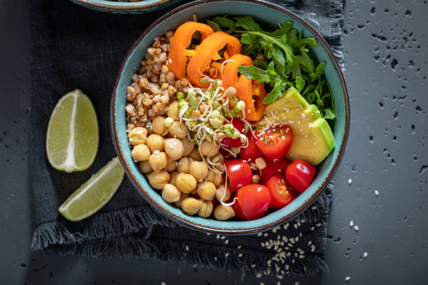 istock Healthy salad with chickpeas, avocado, pepper and groats. 1401120148