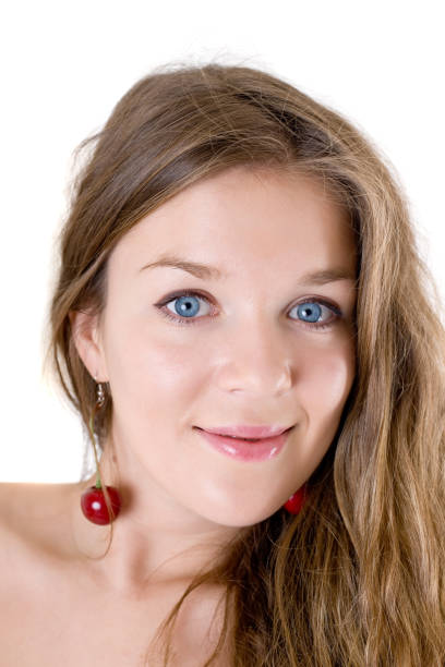 Photo of cute girl with big blue eyes