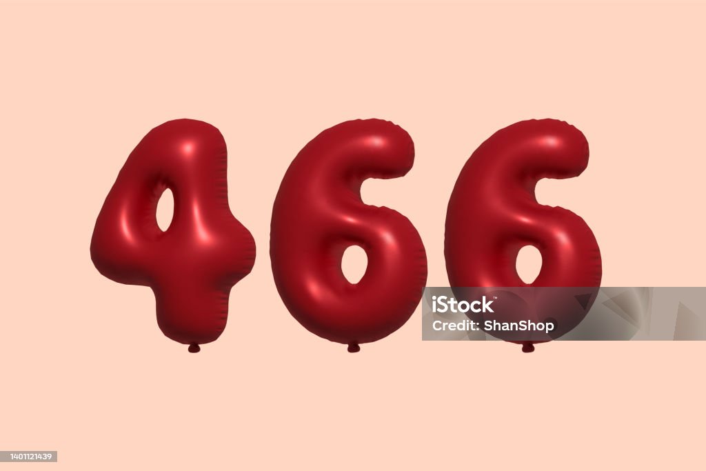 Numbers 466 Red Helium Balloon 3d Number 466 Stock Illustration - Download Image ...