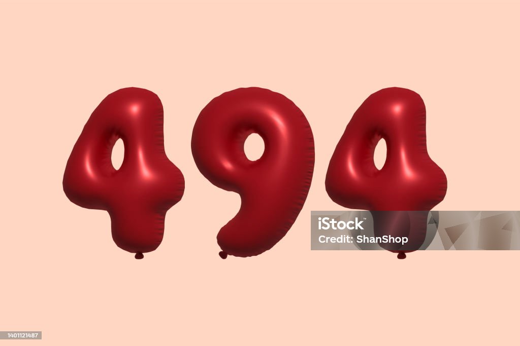 Numbers 494 Red Helium Balloon 3d Number 494 Stock Illustration - Download Image ...