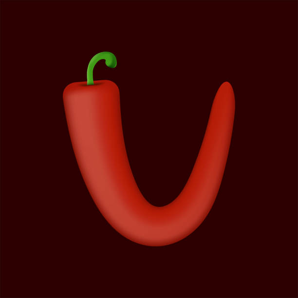 istock V letter made of red chilli pepper. Isolated vegetable vector organic typeface for farm design elements, restaurant menu and more 1401125032