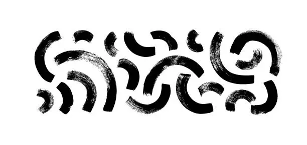 Vector illustration of Set of curved brush strokes.