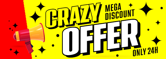 Mega discount sale banner with crazy offer