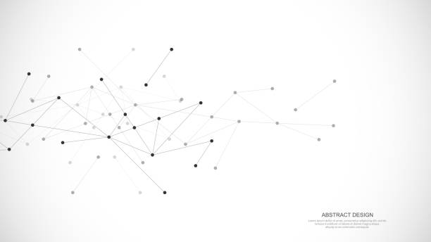 ilustrações, clipart, desenhos animados e ícones de fundo abstrato e padrão geométrico com a conexão dos pontos e linhas. conceito de rede, conexão com a internet e comunicação global - nó
