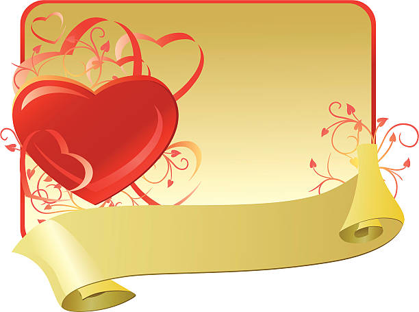 Valentinei card with ribbon vector art illustration
