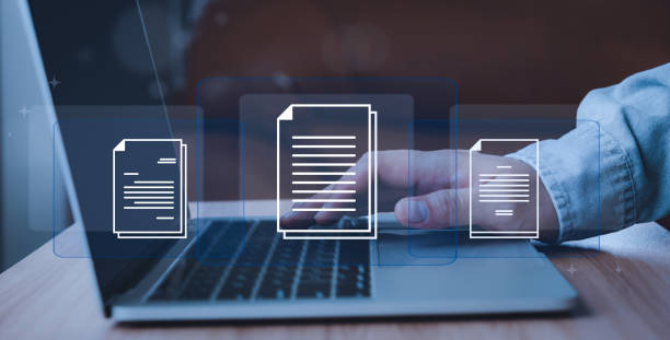 istock IT consultant or Programmer online laptop business processes virtual document management system (DMS) progress planning in office or work from home. Manage corporate files with technology concept. 1401134916