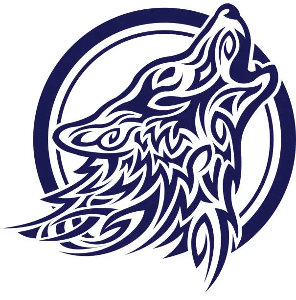 Vector illustration of Celtic wolf tatoo