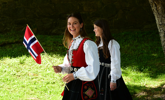 Bergen, May - 17, 2022. Norwegian citizens celebrate the Constitution Day.