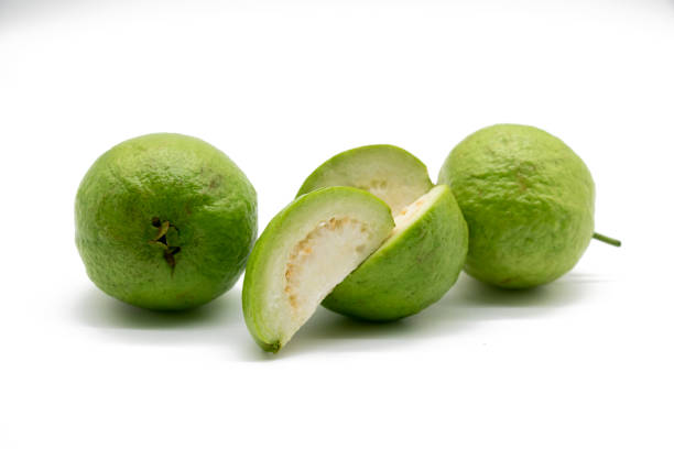 istock Fresh Guava fruit isolated on the white background. 1401149783