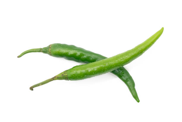 istock fresh two green chili over on white background 1401149948