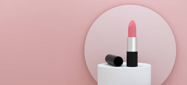 istock Lipstick on a podium on pink background. Beauty concept. 1401152345