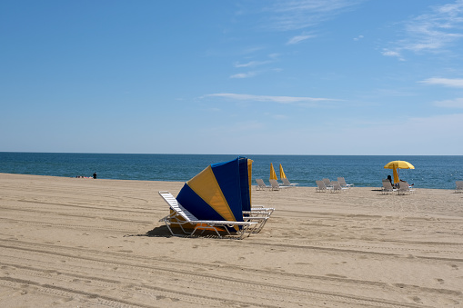 June 4th at Virginia Beach oceanfront, showing hardly any tourist on the beach.