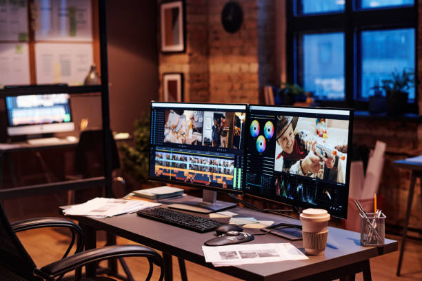 istock Workplace of colorist with computers 1401153773